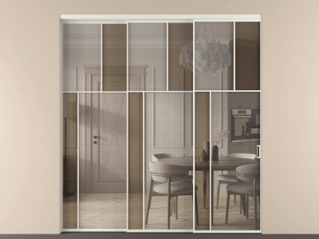 Перегородка Mosaic внутри проема телескопик синхро-3 #VENDORCODE# #FURNISH# #GLASS# Цена #PRICE# #CURRENCY# | Volhovec